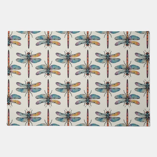 Colorful Dragonfly Pattern Doormat (Front)