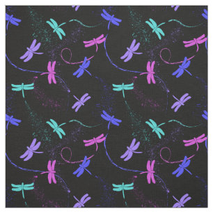 Colorful Dragonfly Pattern Fabric
