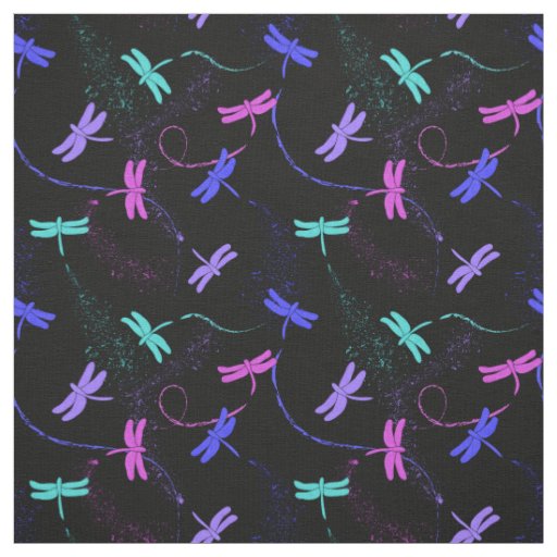 Colorful Dragonfly Pattern Fabric