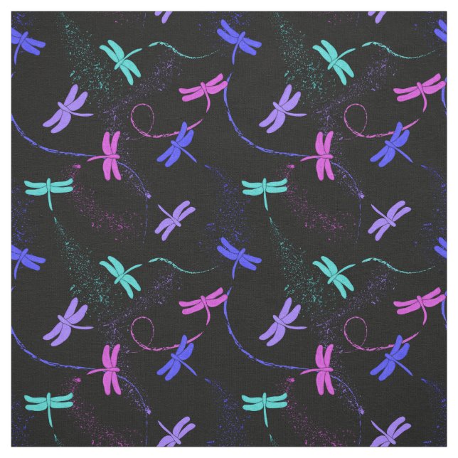 Colorful Dragonfly Pattern Fabric (Swatch)