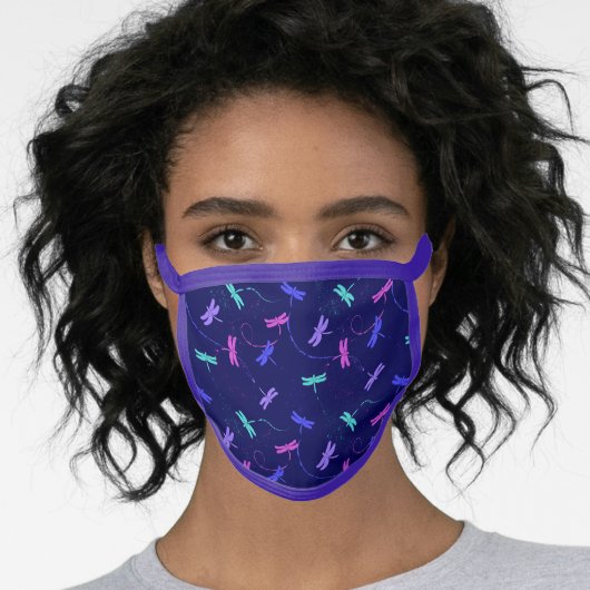Colorful Dragonfly Pattern Face Mask (Worn Her)