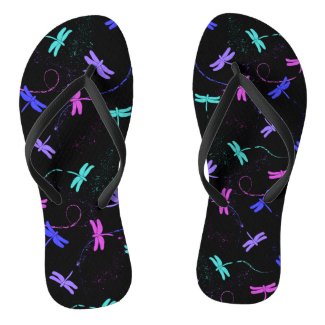 Colorful Dragonfly Pattern Flip Flops