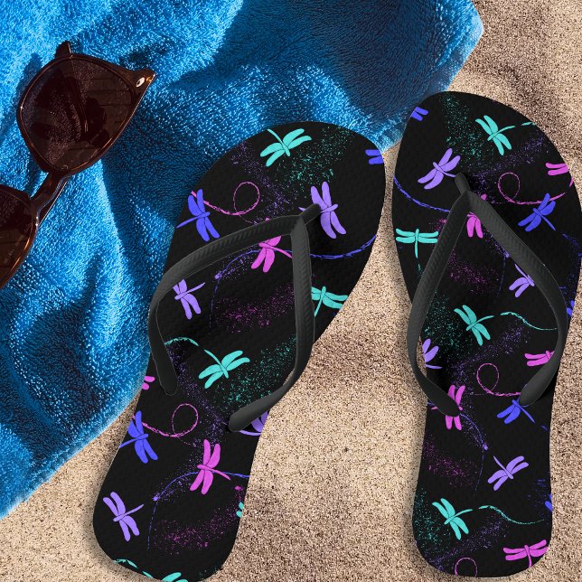 Colorful Dragonfly Pattern Flip Flops (Creator Uploaded)