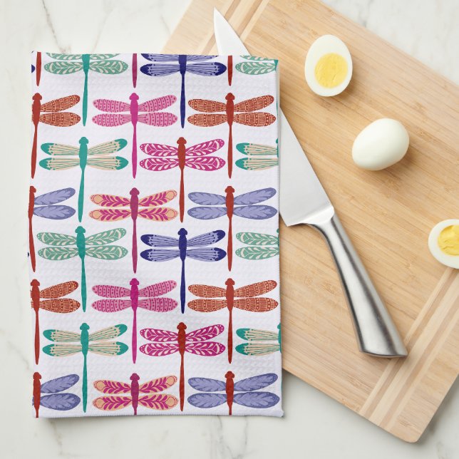 Colorful Dragonfly Pattern  Kitchen Towel (Quarter Fold)