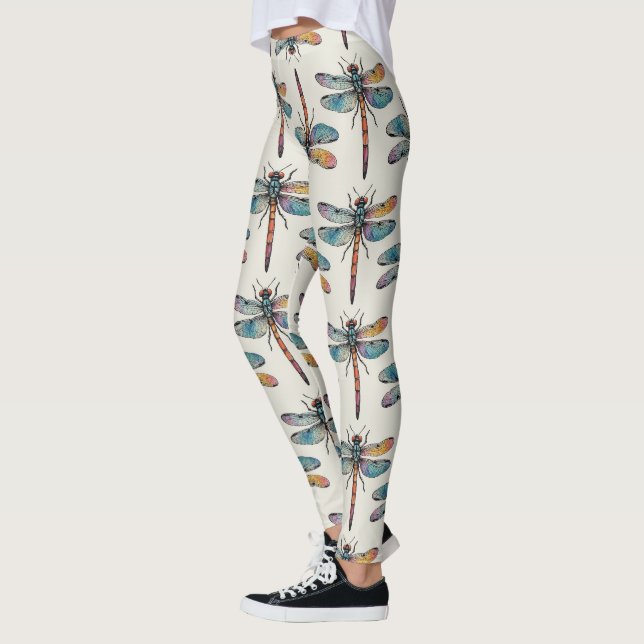 Colorful Dragonfly Pattern Leggings (Left)