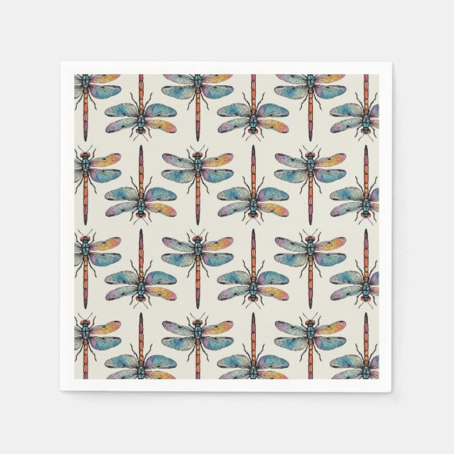 Colorful Dragonfly Pattern Napkins (Front)