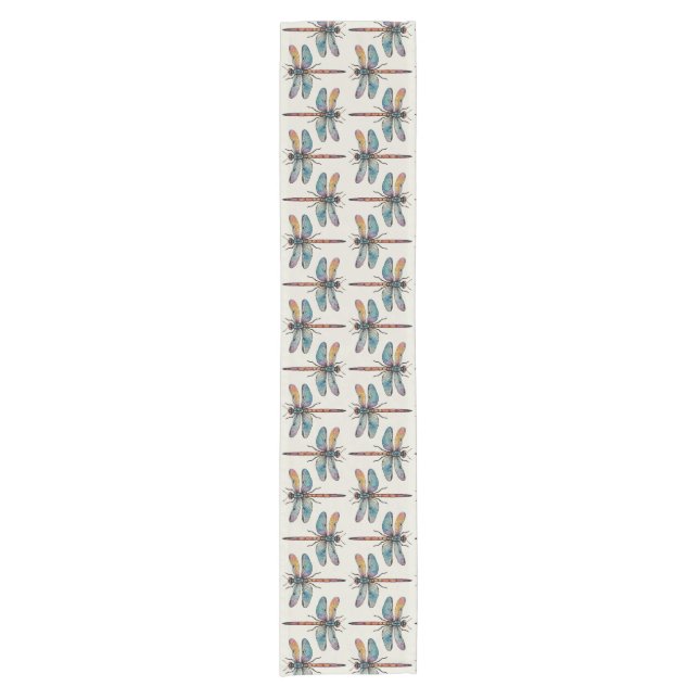 Colorful Dragonfly Pattern Short Table Runner (Front)