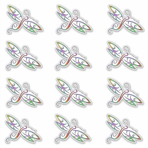 Colorful dragonfly set of 12 sticker