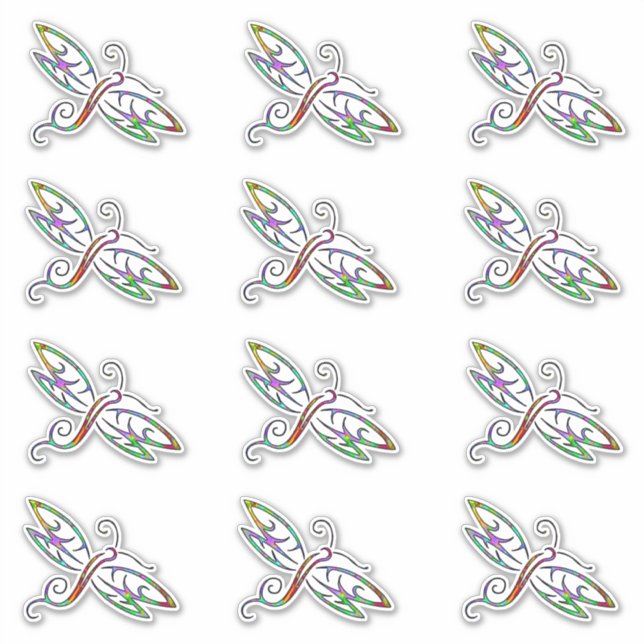 Colorful dragonfly set of 12 sticker (Front)