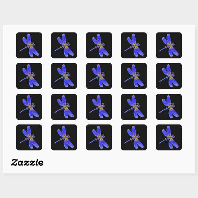Colorful Dragonfly Square Sticker (Sheet)