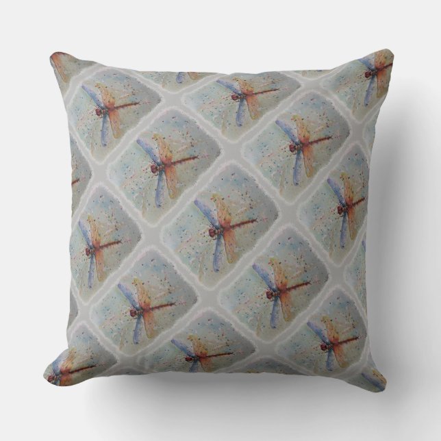 COLORFUL DRAGONFLY THROW PILLOW (Front)