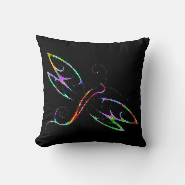 Colorful dragonfly throw pillow (Front)