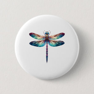 Colorful Dragonfly Watercolor Art Insect Lover Ear Button