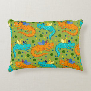 Colorful Dragons Decorative Pillow