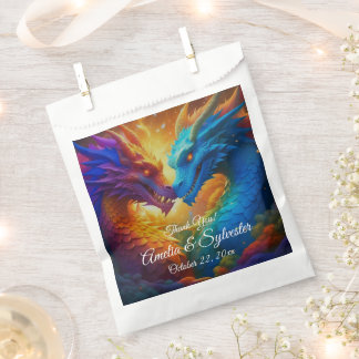 Colorful Dragons in Love Favor Bag