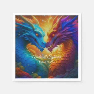 Colorful Dragons in Love Napkins