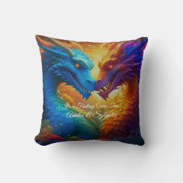 Colorful Dragons in Love Throw Pillow