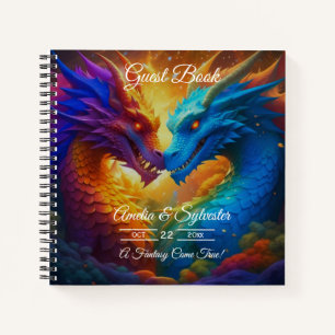 Colorful Dragons in Love Wedding Guest Book