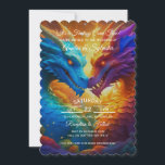 Colorful Dragons in Love Wedding Invitation<br><div class="desc">Celebrate Your Legendary Love with a Touch of Magic. This enchanting design features two vibrant dragons intertwined, their graceful necks forming a heart to symbolize the strength and beauty of your union. Dragons in Love can be personalized. Add your names, wedding date, and custom message. Two versions of this personalized...</div>