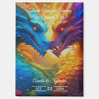 Colorful Dragons in Love Wedding Thank You Magnet