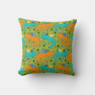 Colorful dragons throw pillow