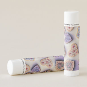 Colorful drawing of cute whimsical hearts cookies lip balm