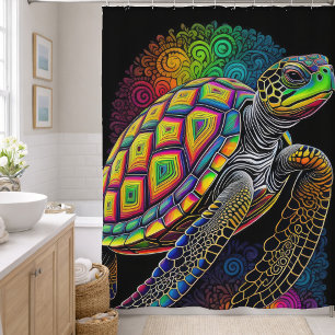 Colorful Drawing of Sea Turtle Shower Curtain