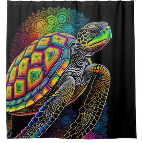 Colorful Drawing of Sea Turtle Shower Curtain