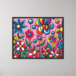 Colorful Drawn Flowers - Canvas Print