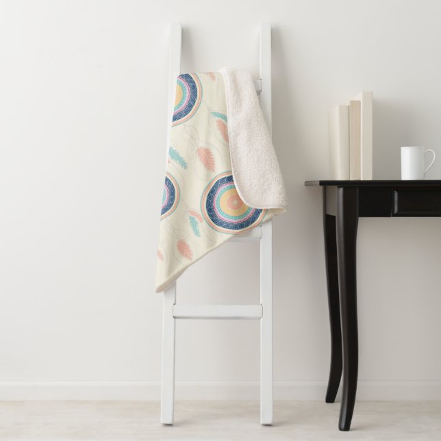 Colorful Dream Catcher Mandala Sherpa Blanket (In Situ)