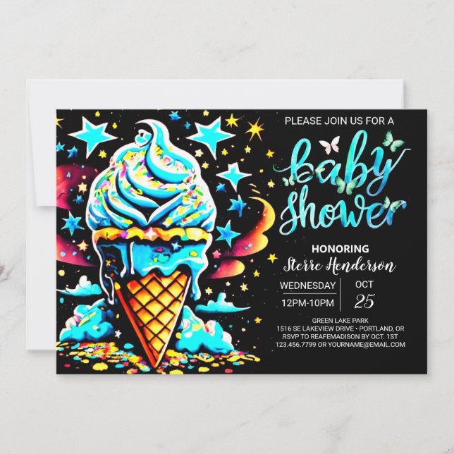 Colorful Dream Ice Cream Boy Baby Shower Invitation (Front)