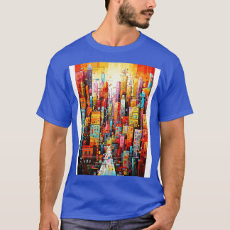 Colorful Dream World Cityscape Abstract Art T-Shirt