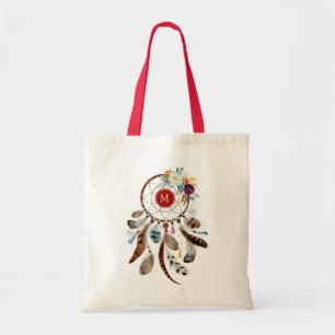 Colorful Dreamcatcher Feathers & Flowers Tote Bag