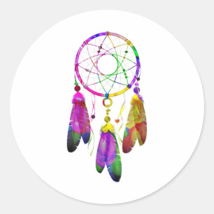 Colorful Dreamcatcher Feathers Native American Ind Classic Round Sticker