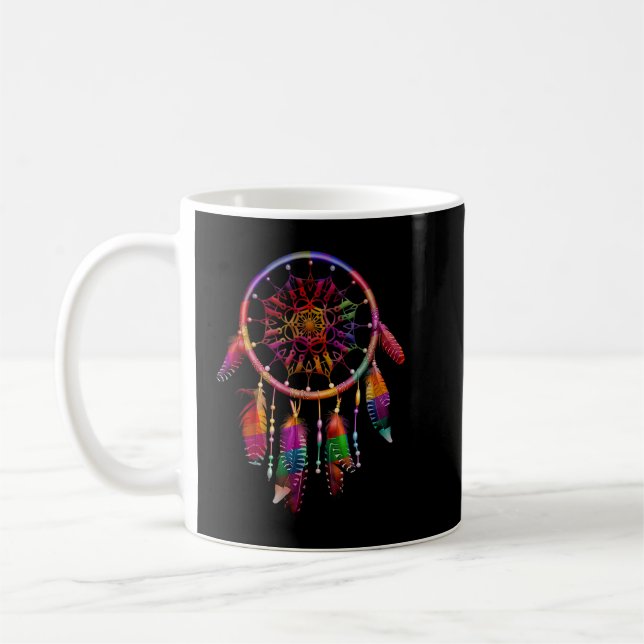 Colorful Dreamcatcher Feathers Tribal Native Ameri Coffee Mug (Left)