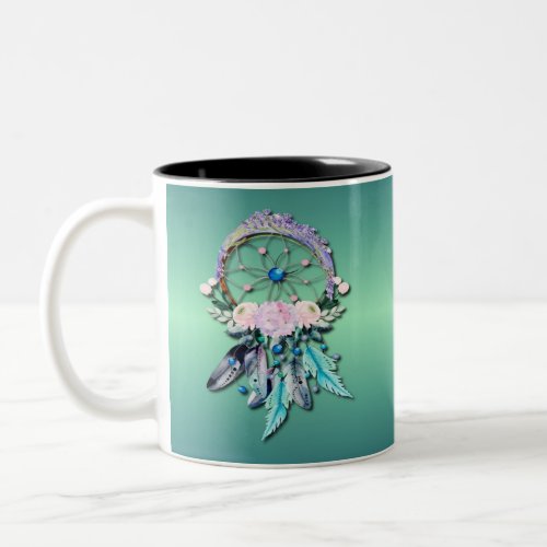 Colorful Dreamcatcher Feathers Tribal Native Two_Tone Coffee Mug