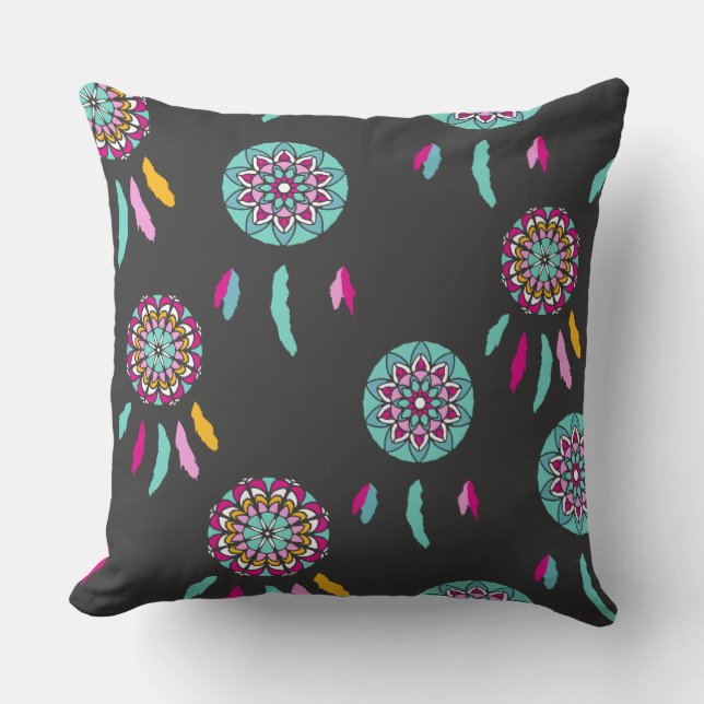 colorful dreamcatcher pillow (Front)