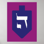 Colorful Dreidel w. Hebrew Letter Hey Poster<br><div class="desc">Indigo-blue dreidel on vibrant dark magenta background with the Hebrew letter shin for the celebrations of the Jewish holiday of Hanukkah. Traditionally, during the holiday of Chanukah, children (and often adults) play a safe-hazard game with a dreidel (or sevivon in modern Hebrew). On the four walls there are the Hebrew...</div>