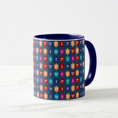 Colorful Dreidels the Jewish Holiday of Hanukkah Mug