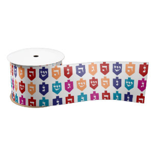 Colorful Dreidels: the Jewish Holiday of Hanukkah Satin Ribbon