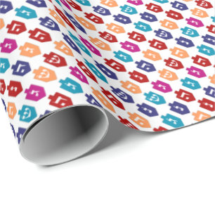 Colorful Dreidels: the Jewish Holiday of Hanukkah Wrapping Paper