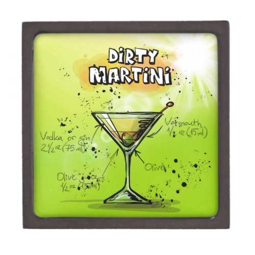 Colorful Drink Cocktail Recipe Dirty Martini Jewelry Box