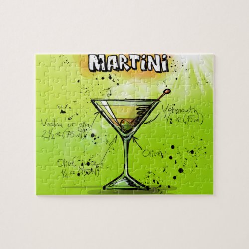 Colorful Drink Cocktail Recipe Dirty Martini Jigsaw Puzzle