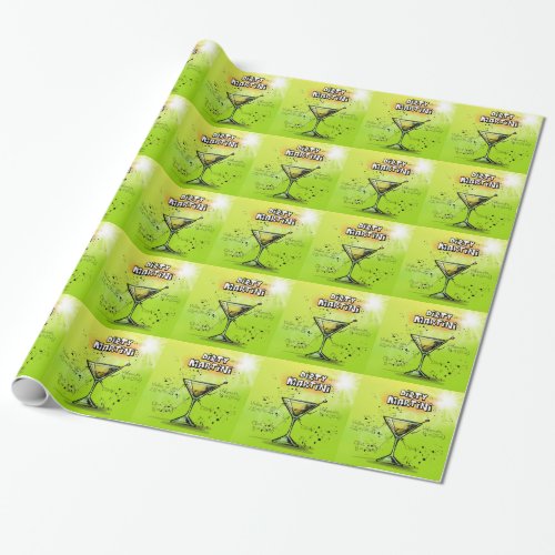 Colorful Drink Cocktail Recipe Dirty Martini Wrapping Paper