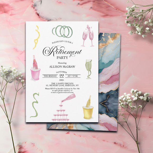 Colorful Drinks and Bottles Retirement Party Invitation (Creator Uploaded)