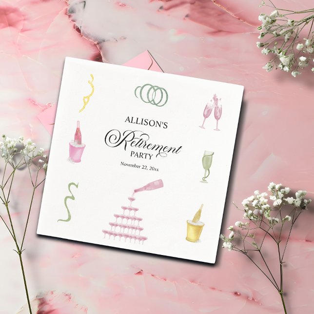 Colorful Drinks and Bottles Retirement Party Napkins (Creator Uploaded)