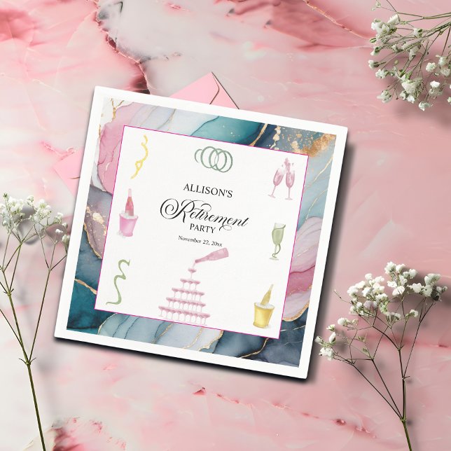 Colorful Drinks and Bottles Retirement Party Napkins (Creator Uploaded)