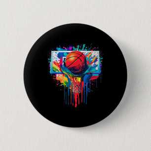 Colorful Drip Basketball Ball Hoop Slam Dunk Dripp Button