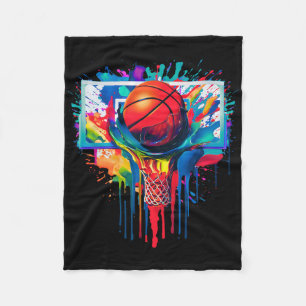 Colorful Drip Basketball Ball Hoop Slam Dunk Dripp Fleece Blanket