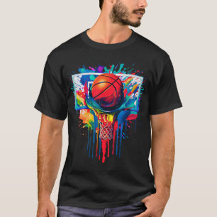 Colorful Drip Basketball Ball Hoop Slam Dunk Dripp T-Shirt